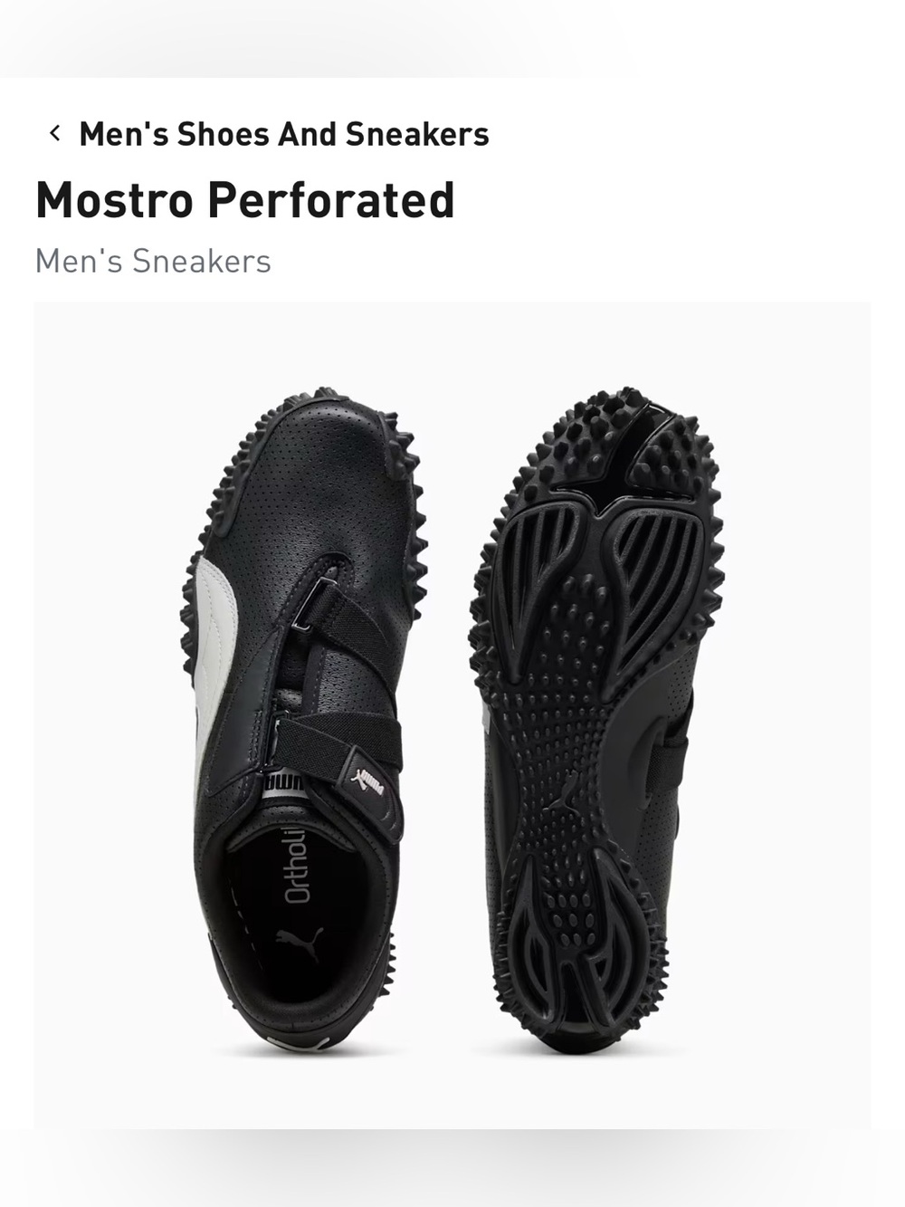 Puma Mostro Perforated Sneakers in Black with White Formstrip